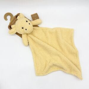 Levi And Emmie Yellow Giraffe Feather Knit Baby Lovey Security Blanket NEW